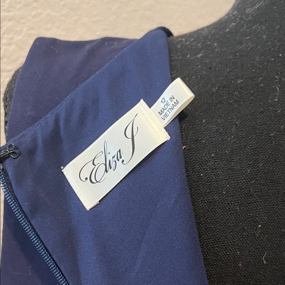Eliza J Navy Dress with Pearl Embellishments - Picture 4 of 4